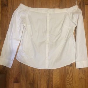 Express off she shoulder button up blouse